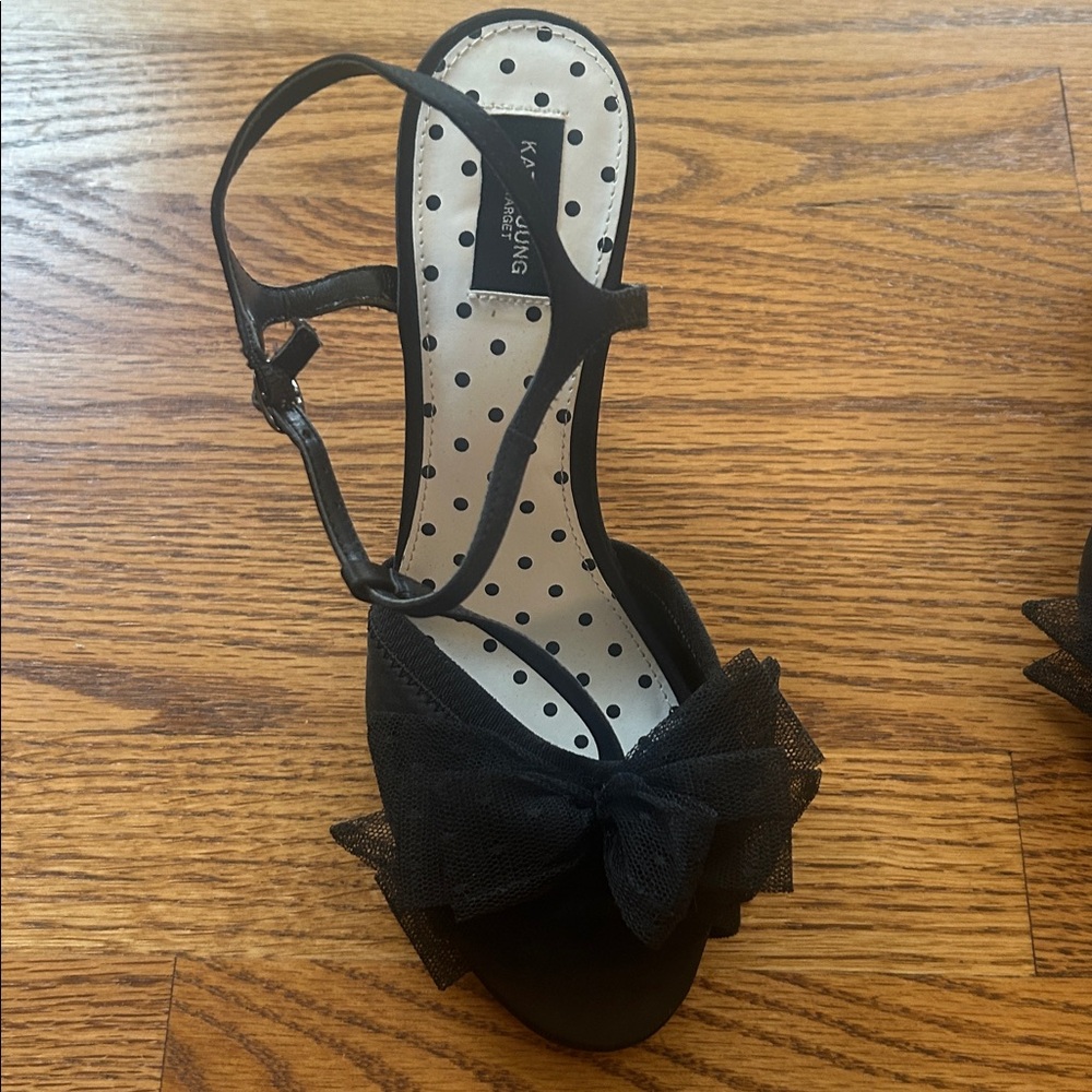 Kate Young for Target Limited Edition Black Strappy Bow Heeled Shoes Size 8 - Picture 2 of 16